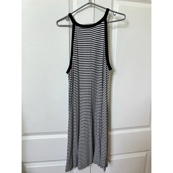 Old Navy Midi Dress Womens XL Black White Stripe XL Stretch Jersey Coastal - Picture 5 of 5